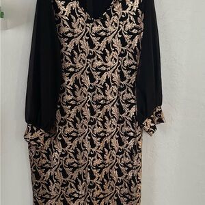 Elegant Black and Gold Embroidered Dress